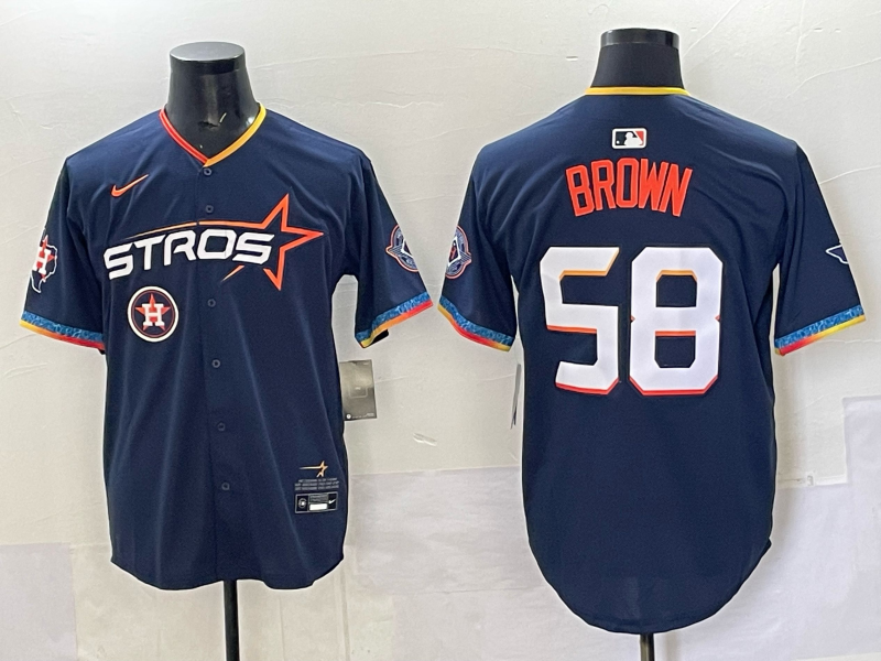 Men 2025 Houston Astros #58 Brown blue  Nike MLB Jersey style 001->houston astros->MLB Jersey